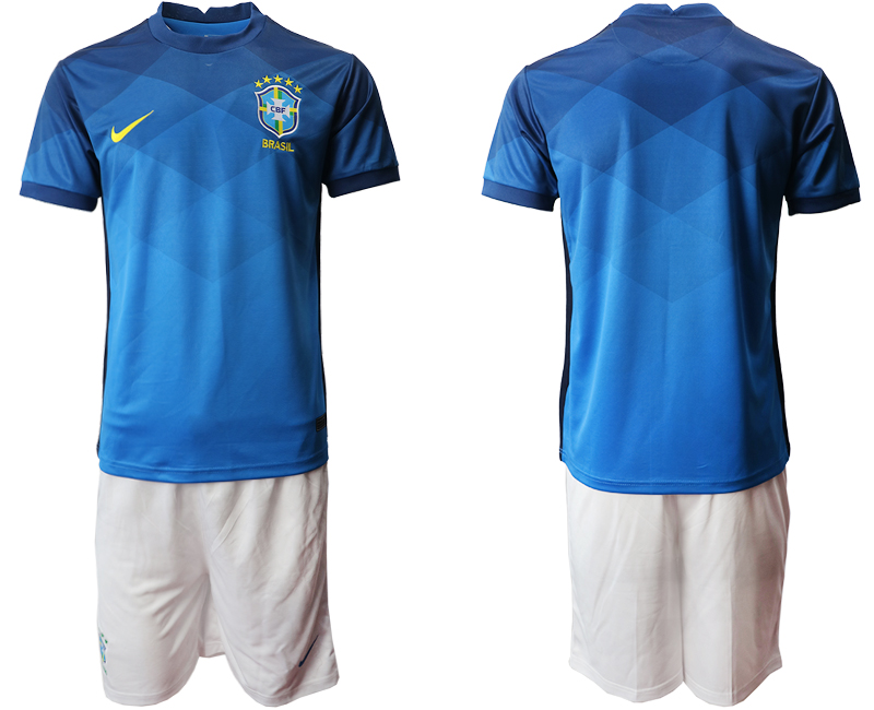 Men 2020-2021 Season National team Brazil away  blue Soccer Jersey